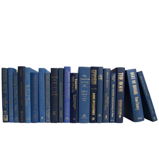 Decorative Blue Books - Denim & Gold