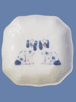 Two Blue Dogs Porcelain Bon Bon Tray
