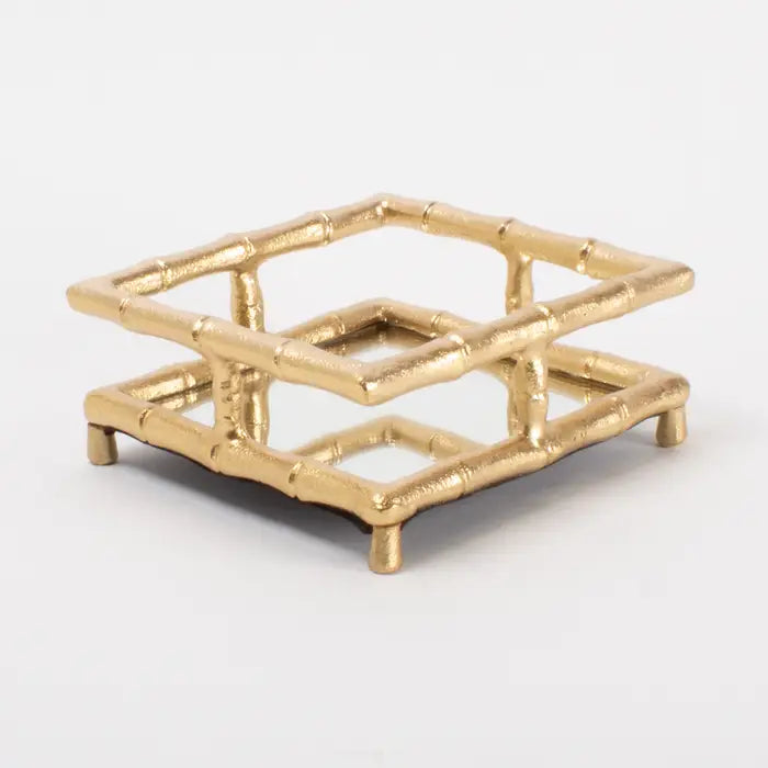 Gold Bamboo Cocktail Napkin Tray