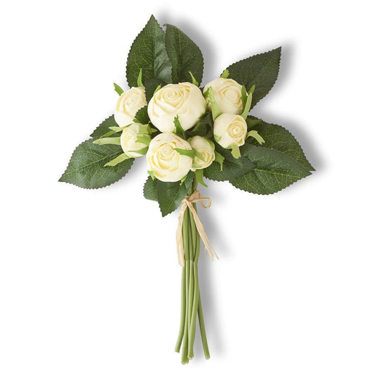 10 Inch White Real Touch Cabbage Rose Bundle (7 St