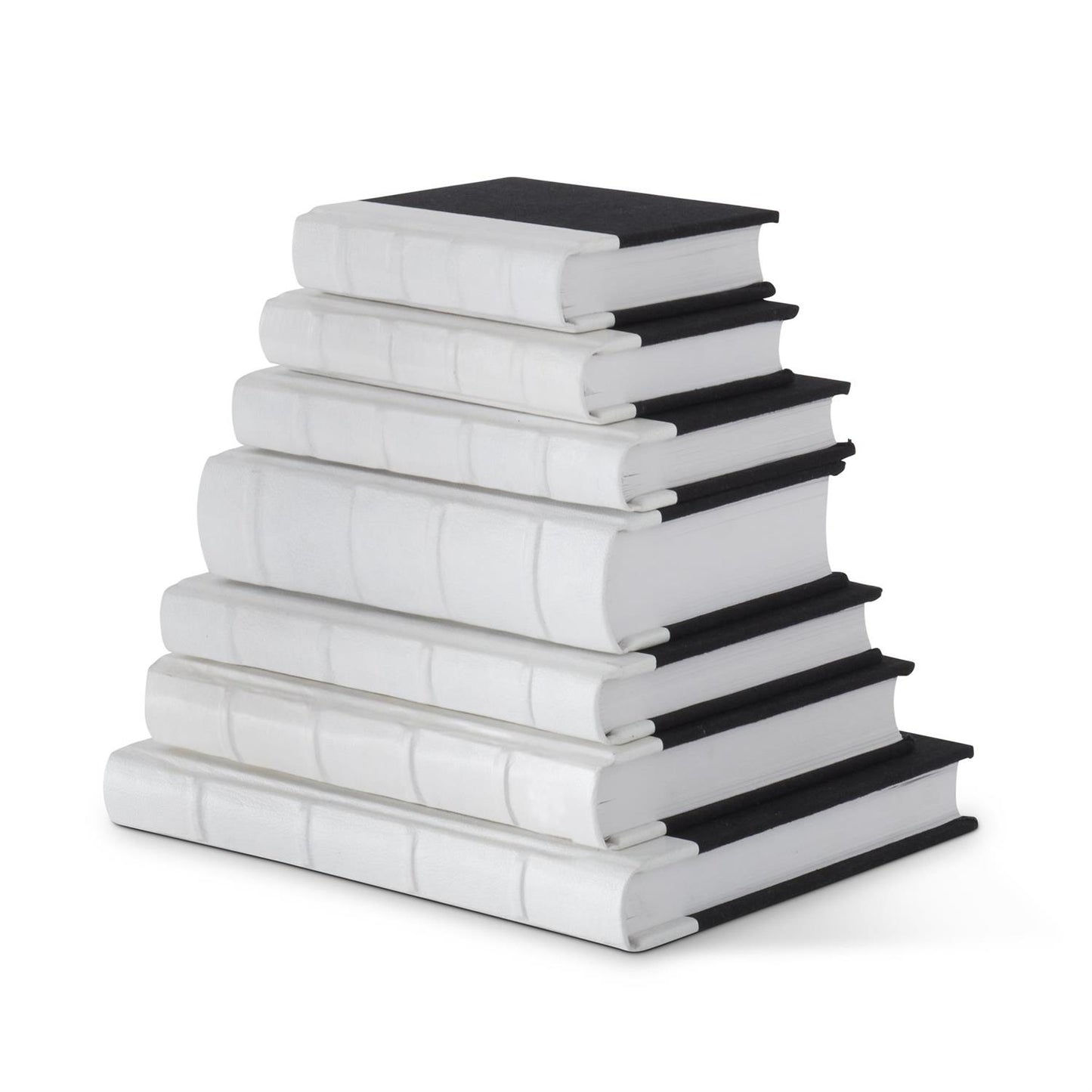 Set of 7 Black Cotton Journals w/White Leather Spine