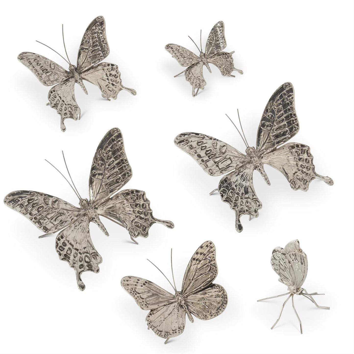 Set of 6 Silver Butterflies