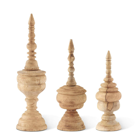 Large Natural Fir Wood Finial