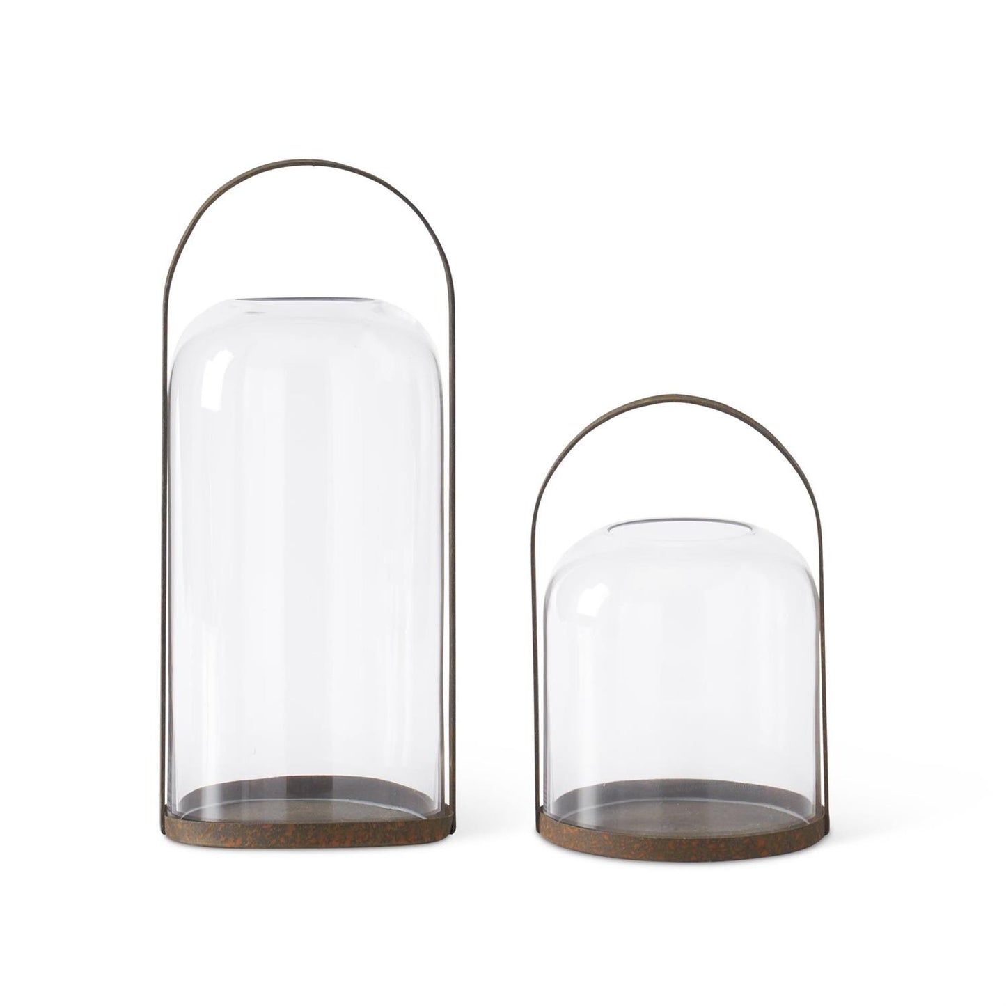 Small Round Bronze Metal Lantern Candleholder