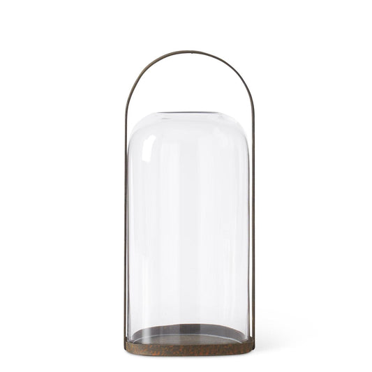 Large Round Bronze Metal Lantern Candleholder