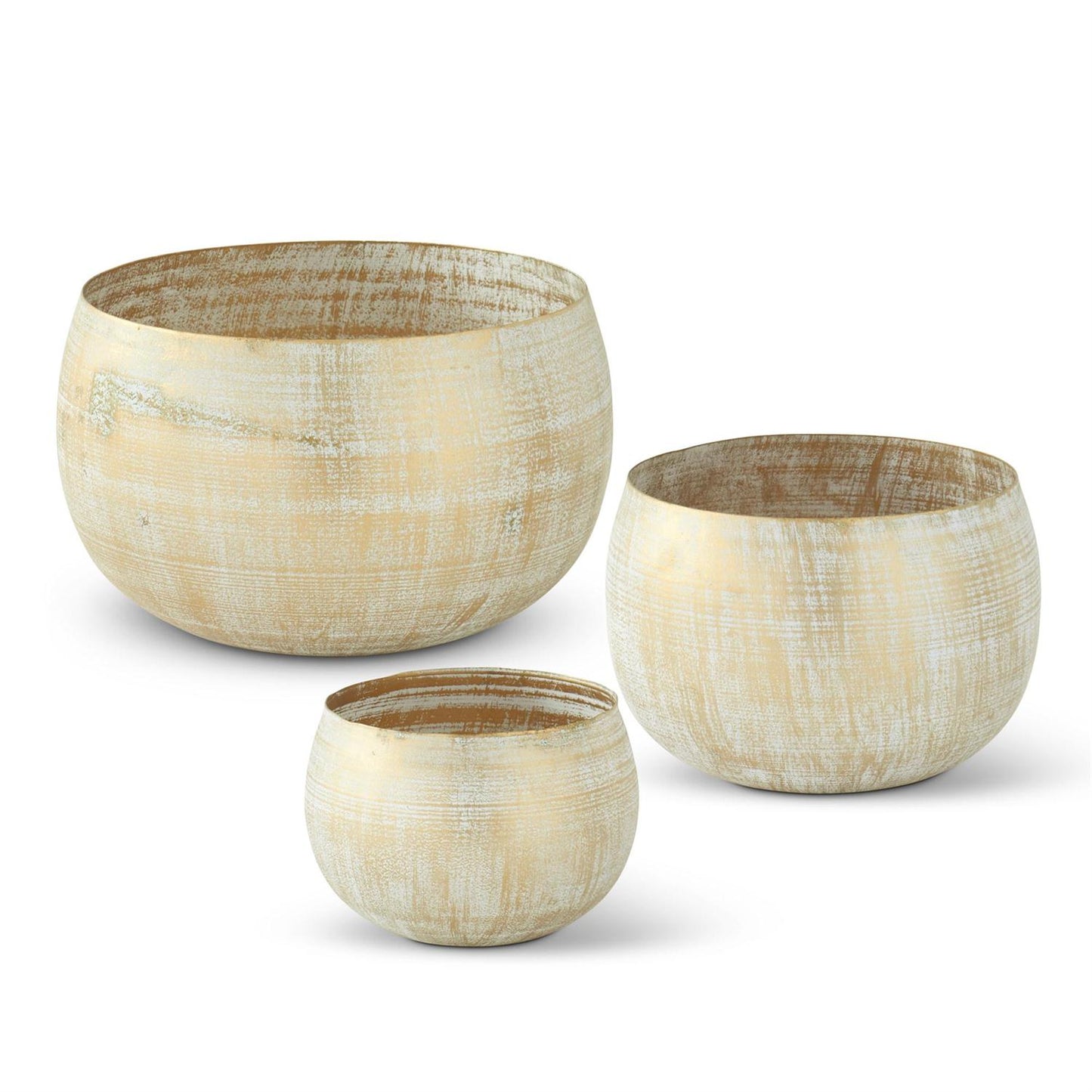 Small Gold Metal Whitewashed Bowl