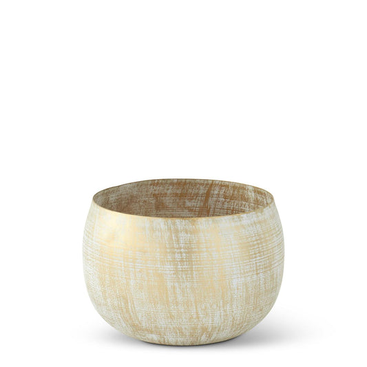 Medium Gold Metal Whitewashed Bowl