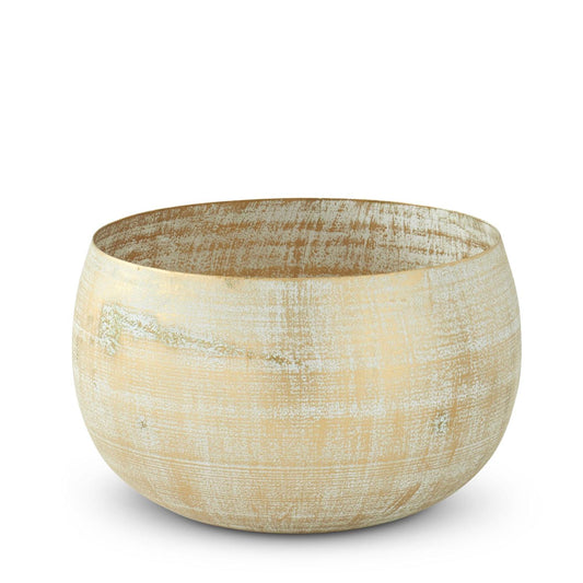 Large Gold Metal Whitewashed Bowl
