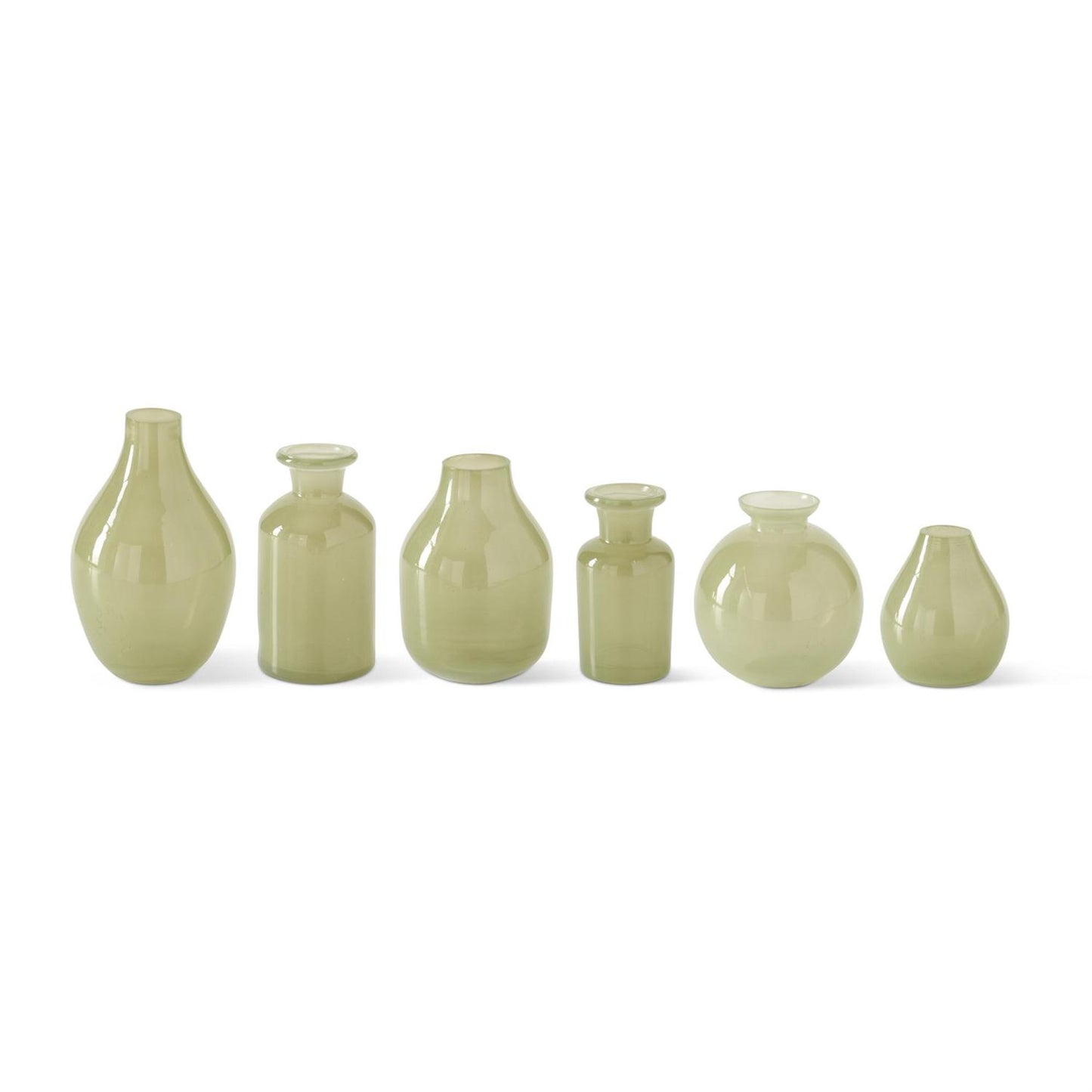 Tall Hand Sprayed Small Green Glass Vases