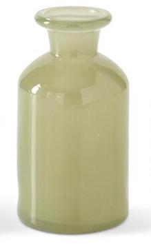 Skinny Tall Hand Sprayed Small Green Glass Vases