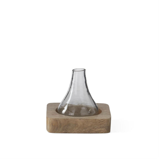 4.5 Inch Bud Vase on Wood Tray