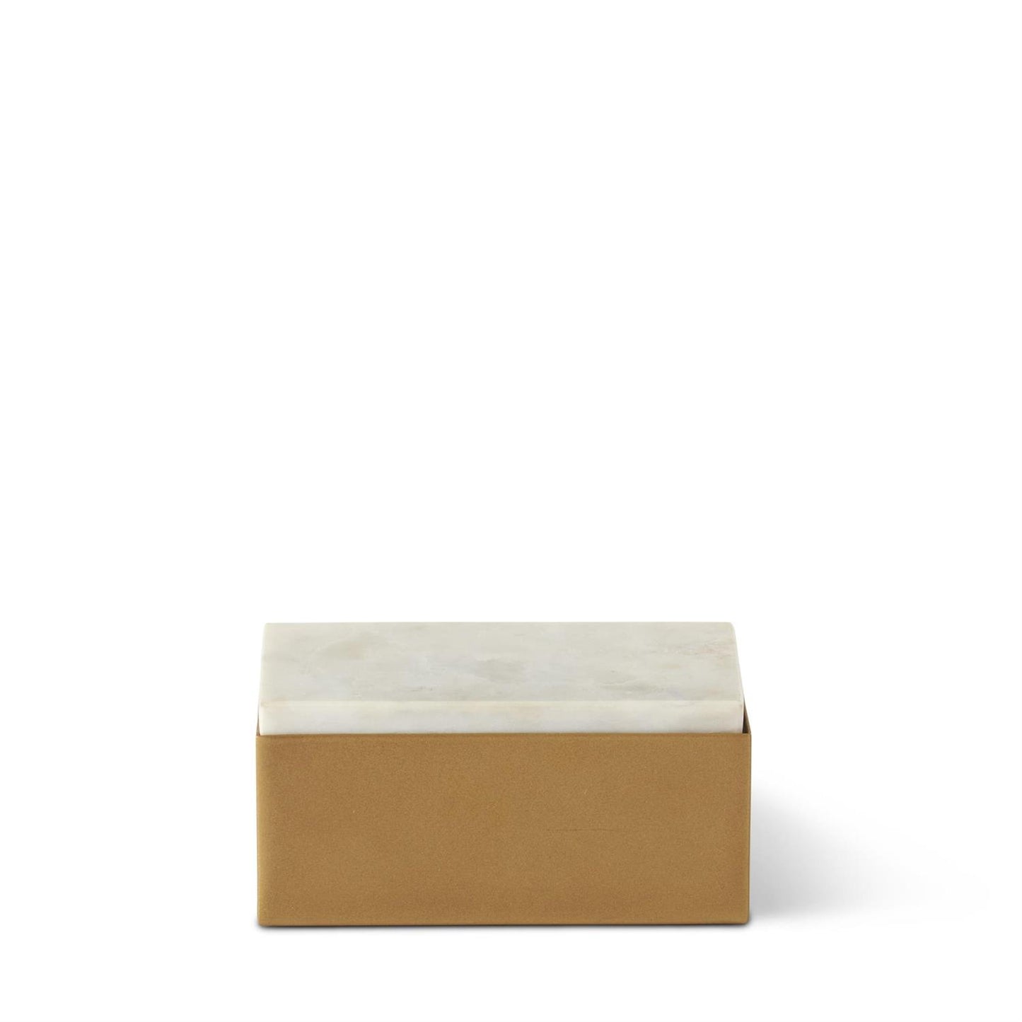 Small Gold Metal Boxes w/White Marble Lid