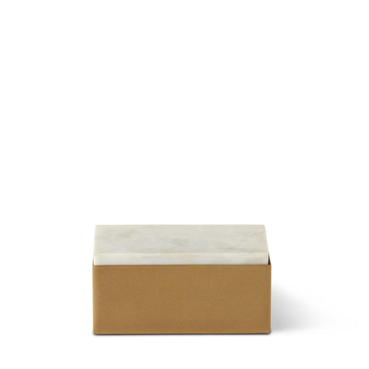 Small Gold Metal Boxes w/White Marble Lid