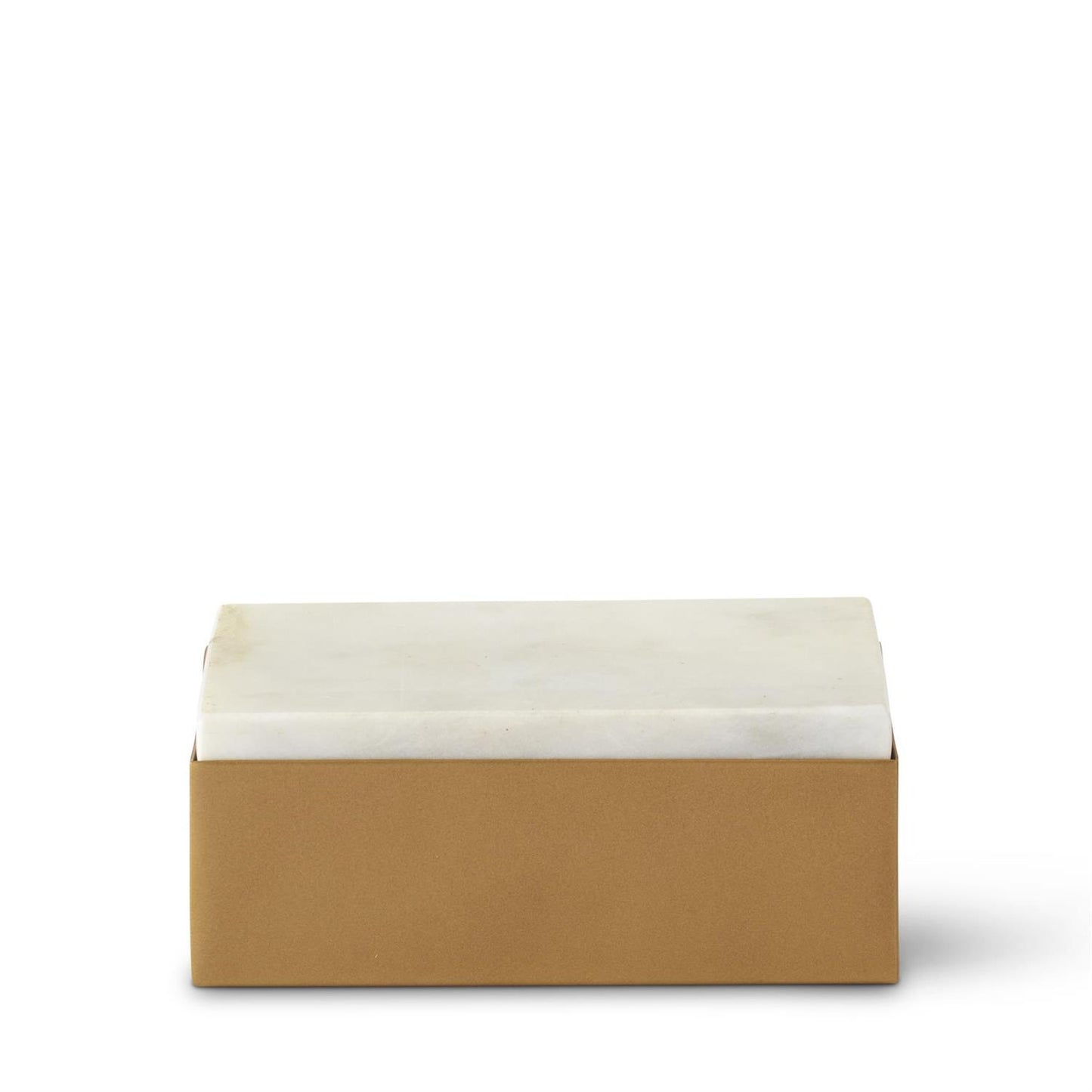 Large Gold Metal Boxes w/White Marble Lid