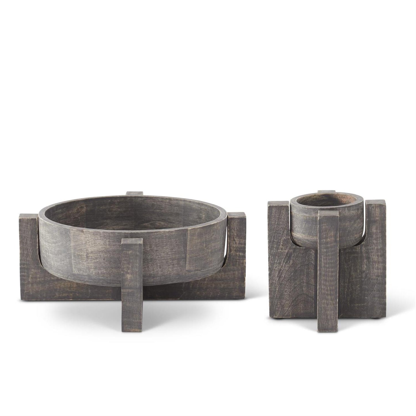 Small Black Washed Bowls on Removeable Stands