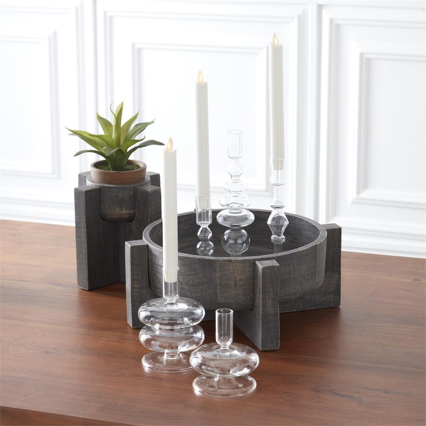 Small Black Washed Bowls on Removeable Stands