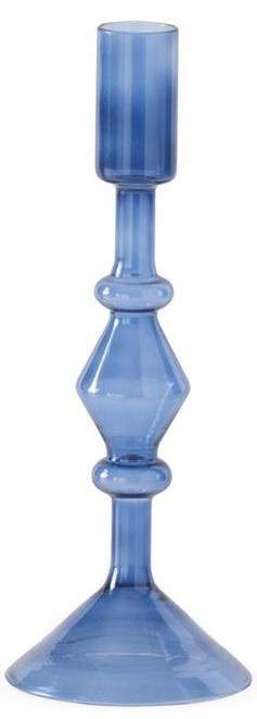 L Handmade Blue Glass Modern Taper Candleholder