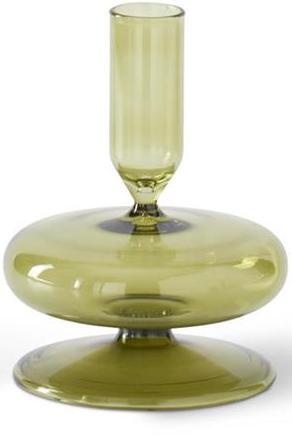 XS Handmade Green Glass Modern Taper Candleholder