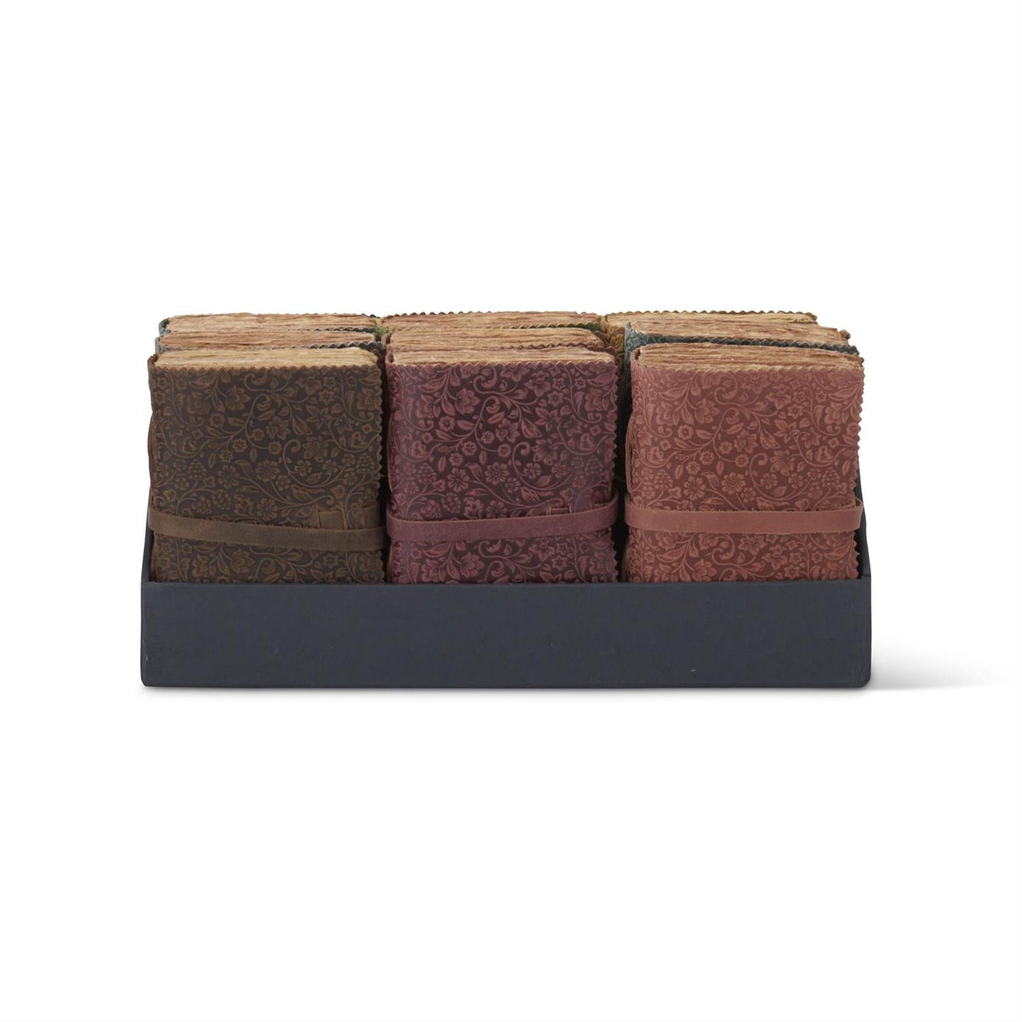 Deep Red 6 Inch Leather Floral Embossed Handcraft Notebook