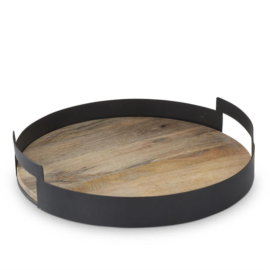 Large Black Metal Edge Wood Nesting Tray