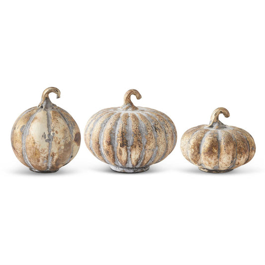 Small Matte Antiqued Gold Mercury Glass Pumpkin