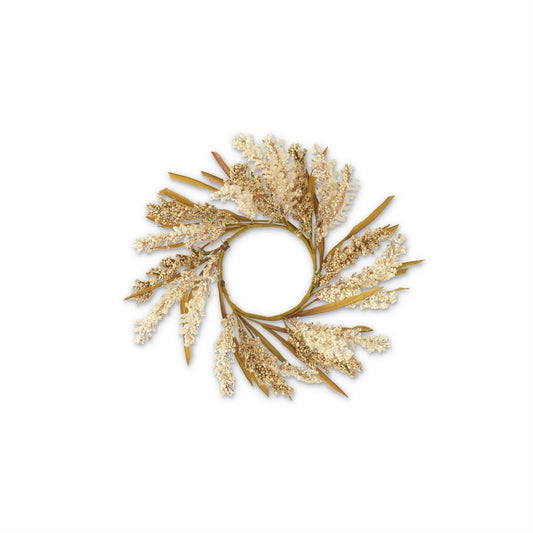 13 Inch Cream & Brown Heather Candle Ring