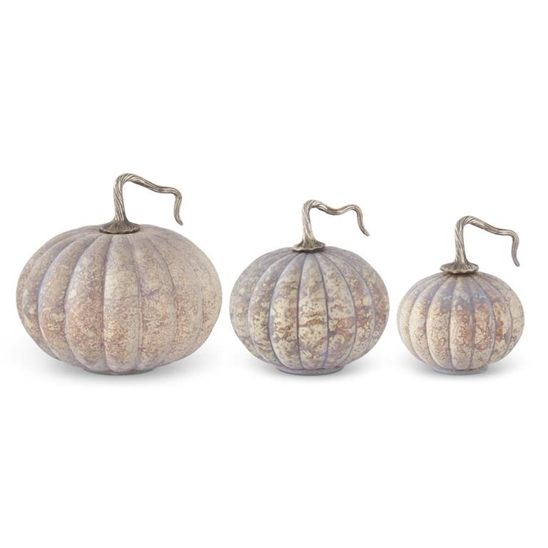 Large Matte Cream & Brown Speckled Glass Pumpkin