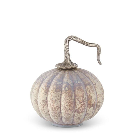 Small Matte Cream & Brown Speckled Glass Pumpkin