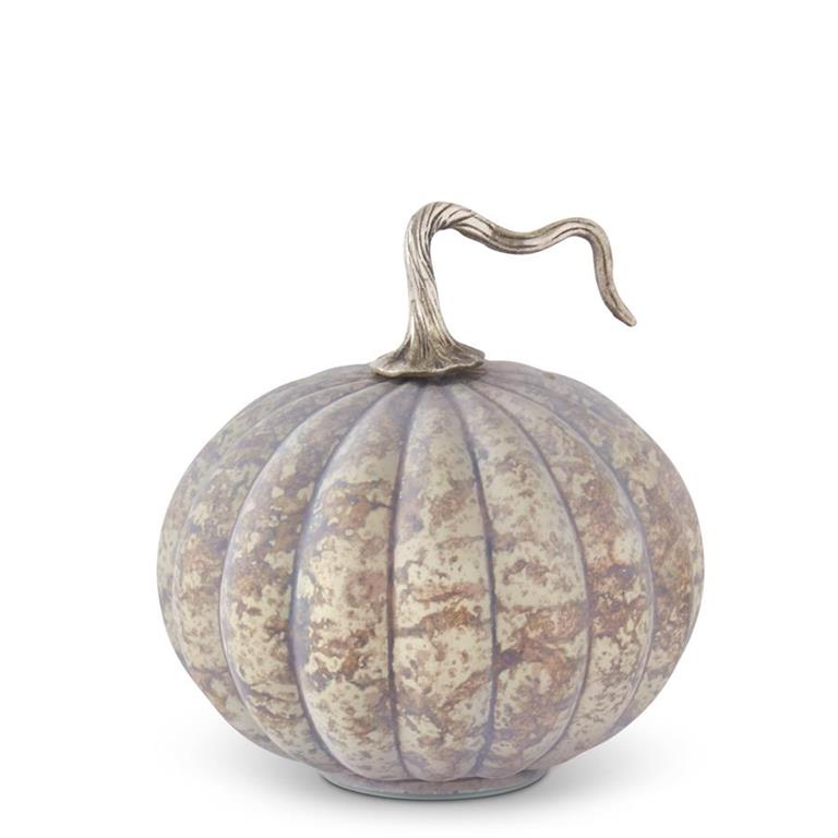 Large Matte Cream & Brown Speckled Glass Pumpkin