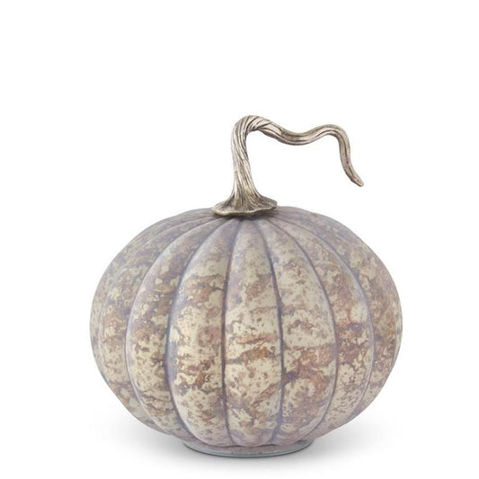 Large Matte Cream & Brown Speckled Glass Pumpkin