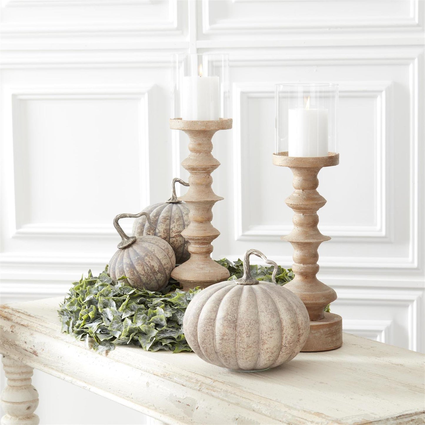 Large Matte Cream & Brown Speckled Glass Pumpkin
