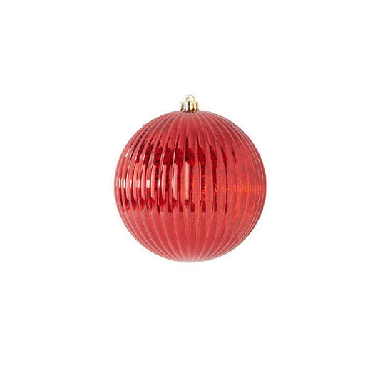 Christmas 6 inch Red Mercury Ribbed Shatterproof Ornament