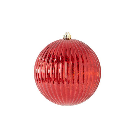 Christmas 8" Red Mercury Ribbed Round Shatterproof Ornament