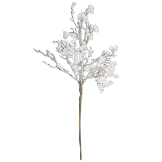 Christmas 30 Inch White Flocked Berry Stem