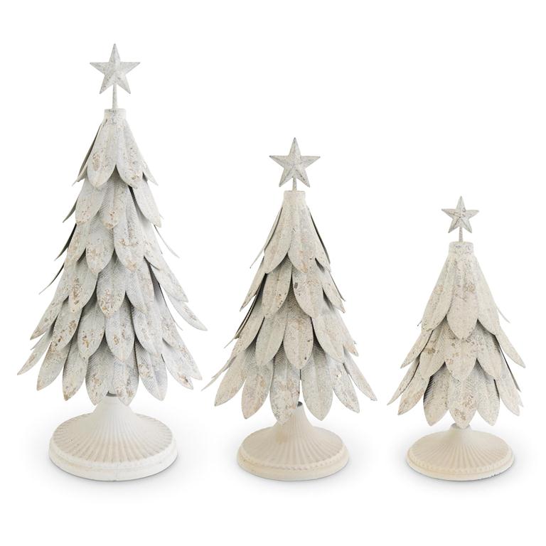 Christmas Large Weathered Cream and Gold Metal Tree