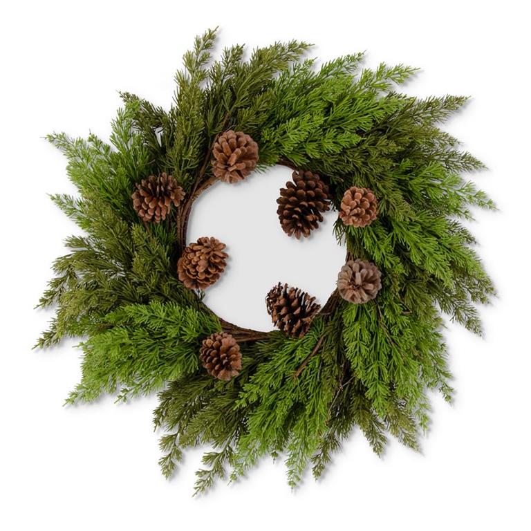 Christmas 26 Inch Real Touch Cedar Pine Wreath w/Twigs