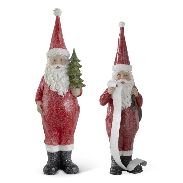 Christmas List Red Glittered Resin Santa