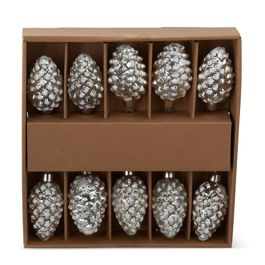 Christmas 43 Inch Mercury Glass LED White Pinecone Garland