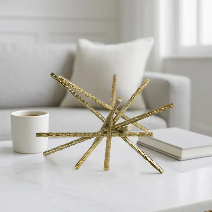 Metal Abstract Bar Decorative Sculpture - Light Gold, 9 in.