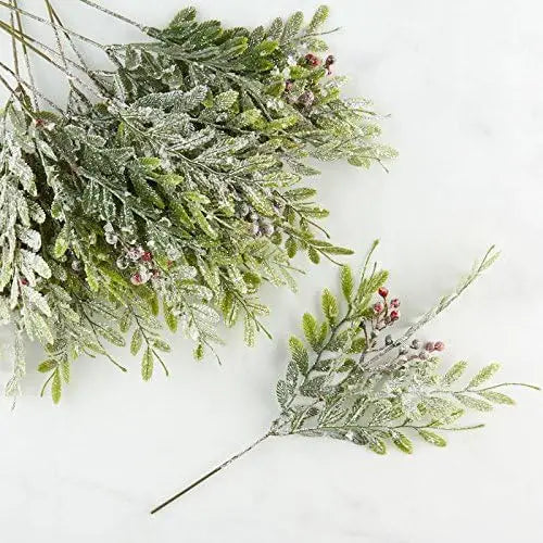 12" Frosty Berry and Lotus Leaves Spray