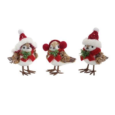 WINTER BIRD (3 ASST) 5"H, 6"H, 6.5"H Set - 3