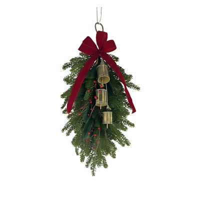 PINE SWAG W/BELLS AND BOW 32”L