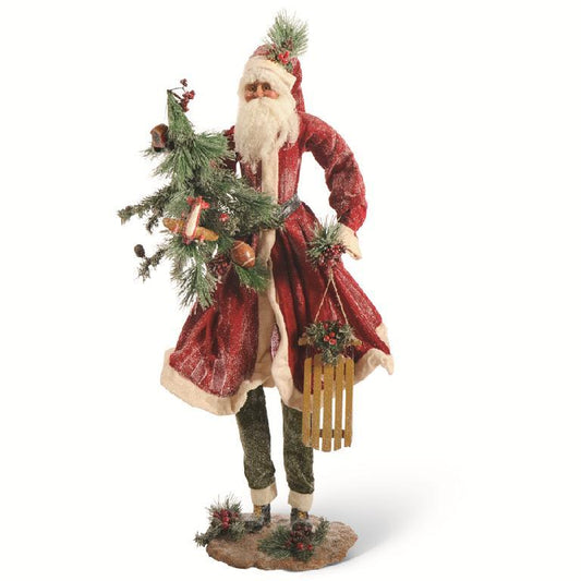 Christmas 36 Inch Vintage Santa w/Tree & Sled