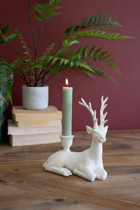 Christmas Polyresin Christmas Deer Taper Candle Holder