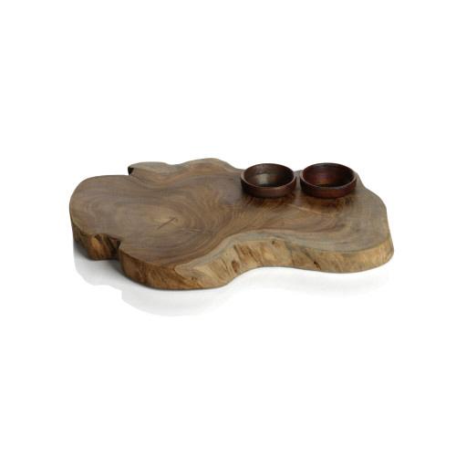 Bali Teak Root Serving Board w/Condiment Bowls