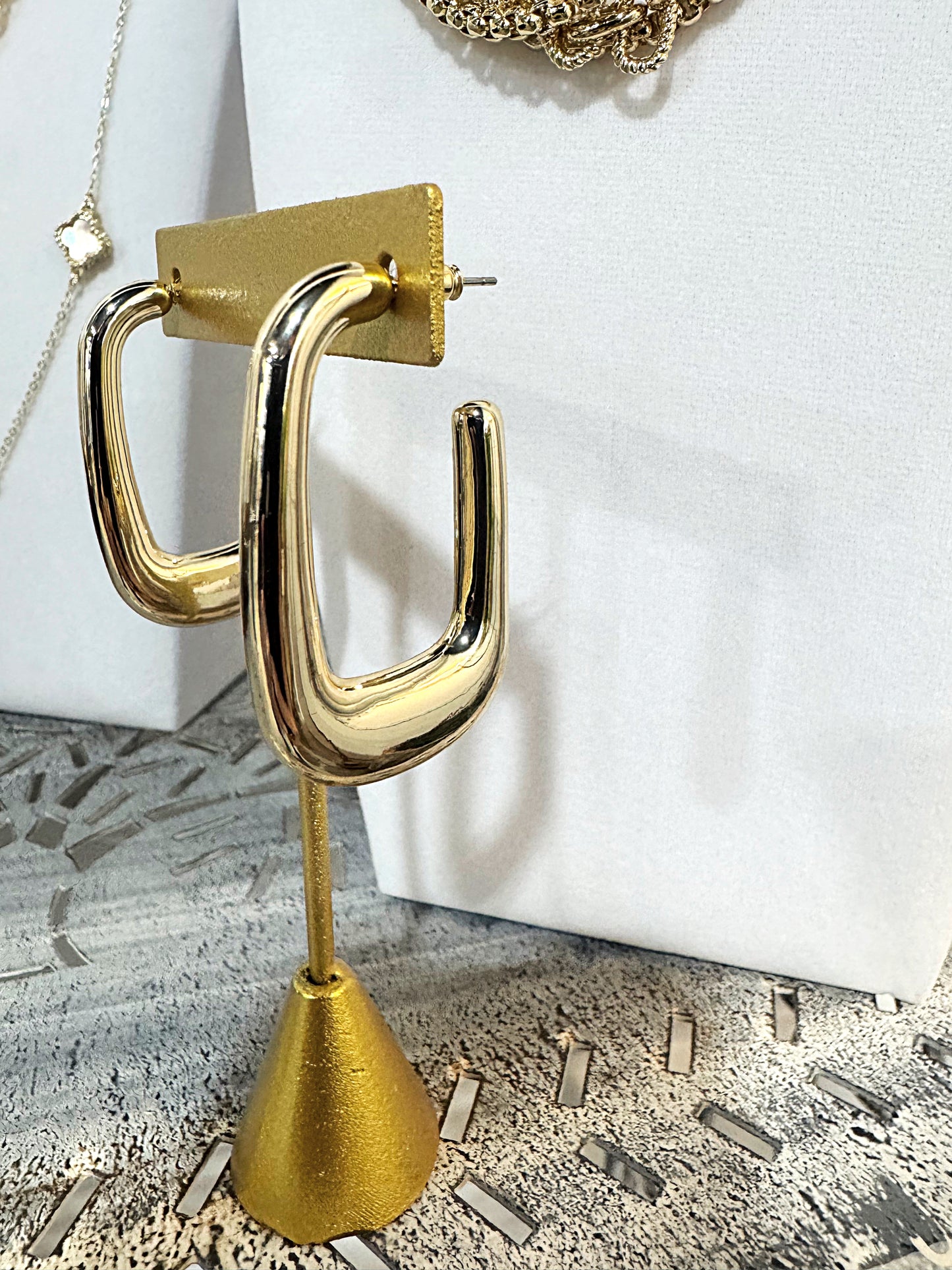 Gold Rectangle Hoop Earrings