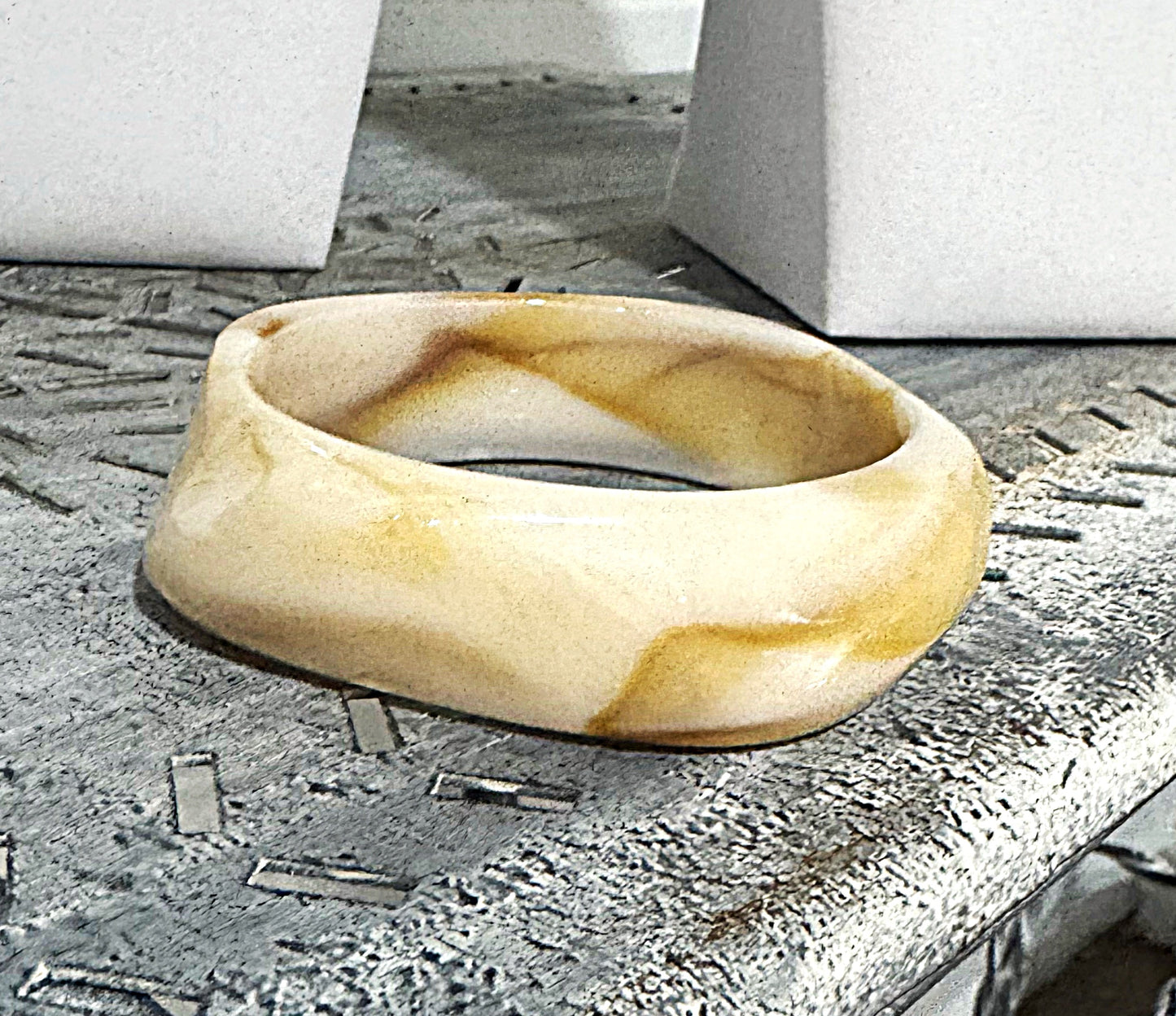 Cream & Tan Acrylic Bracelet