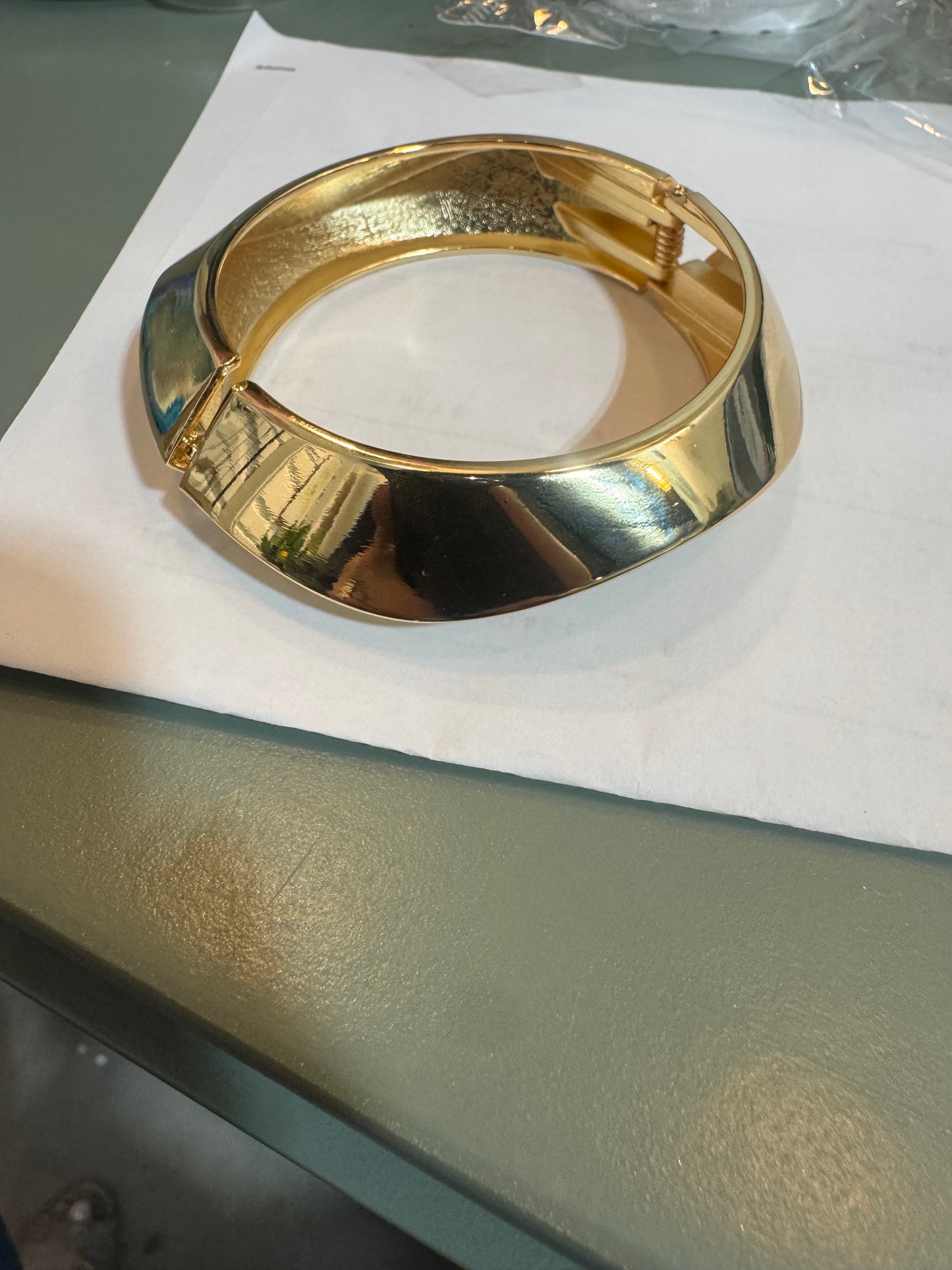 Geometric Gold Bangle Bracelet