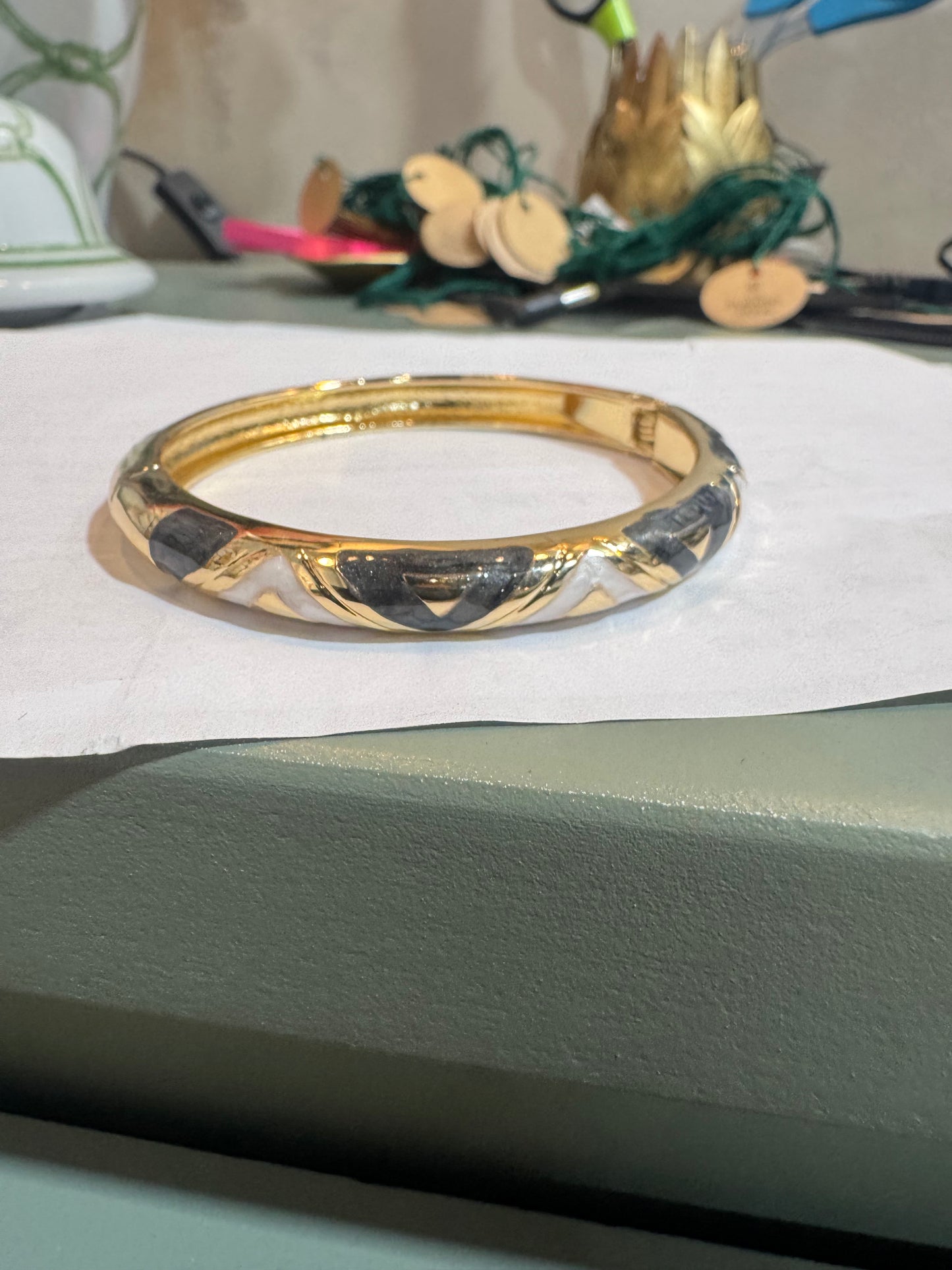 Black/White/Gold Small Bangle