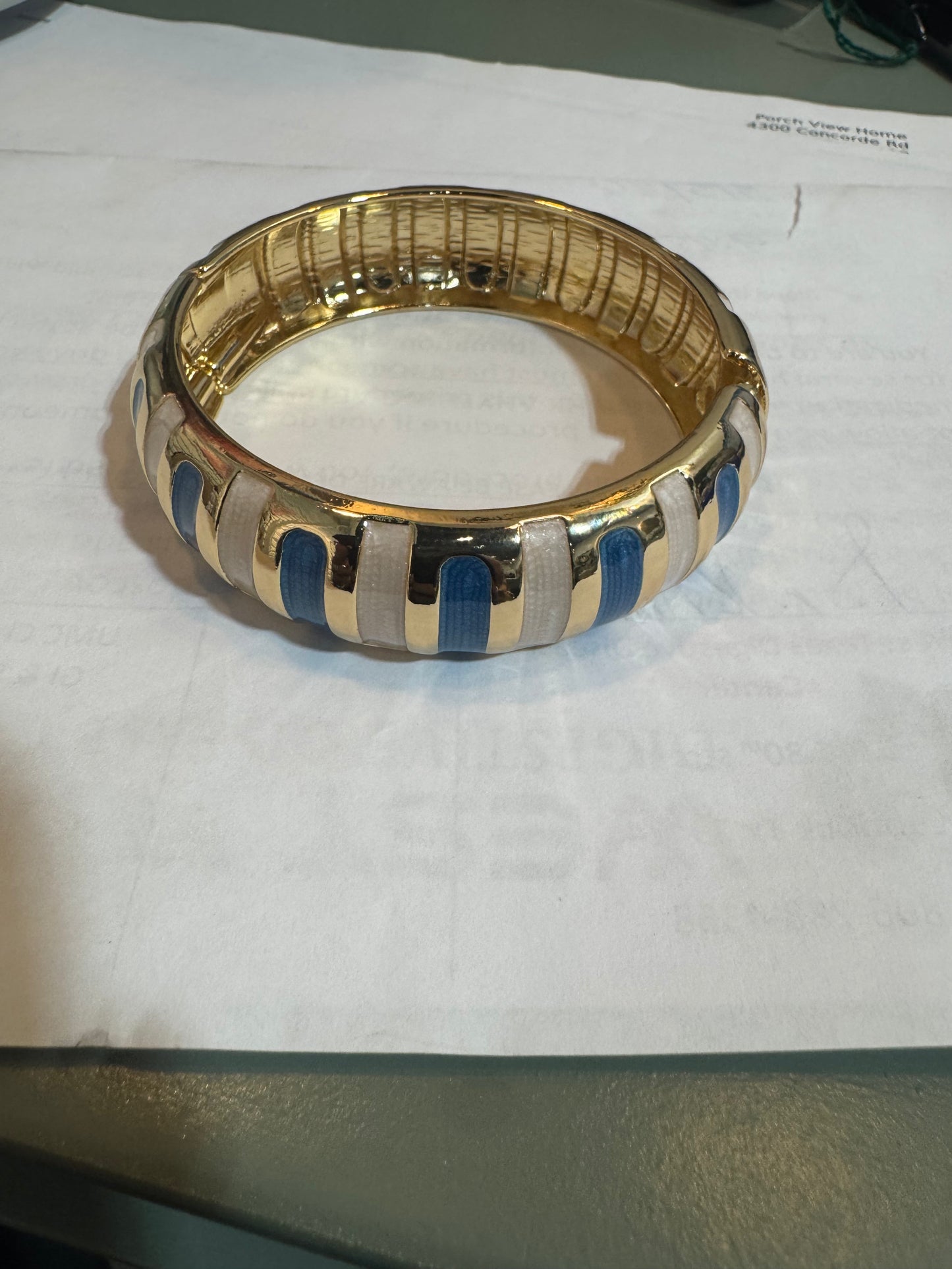 Blue/White/Gold Bangle Bracelet